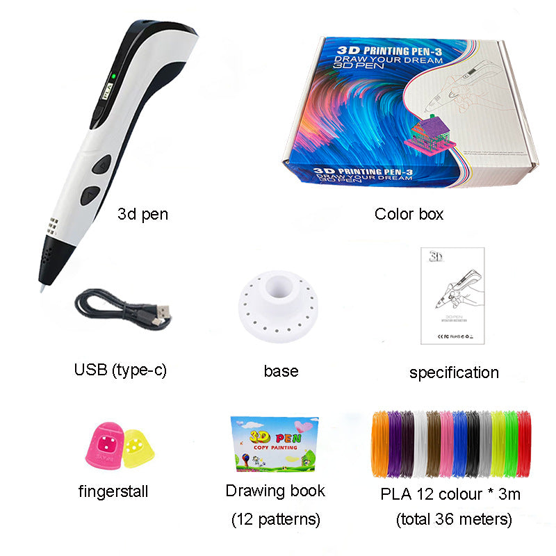 3D printing pen set with accessories on a white background