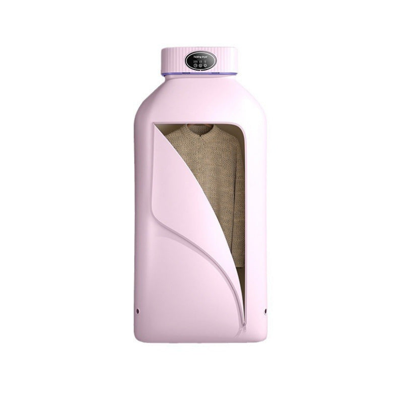 Pink electronic device with a transparent section revealing a beige fabric inside on a white background
