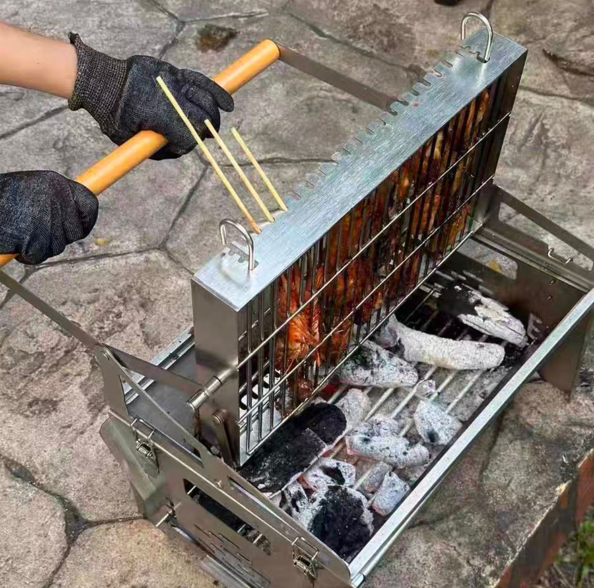 ZENY Rotating BBQ Grill Basket - Flip & Cook in seconds